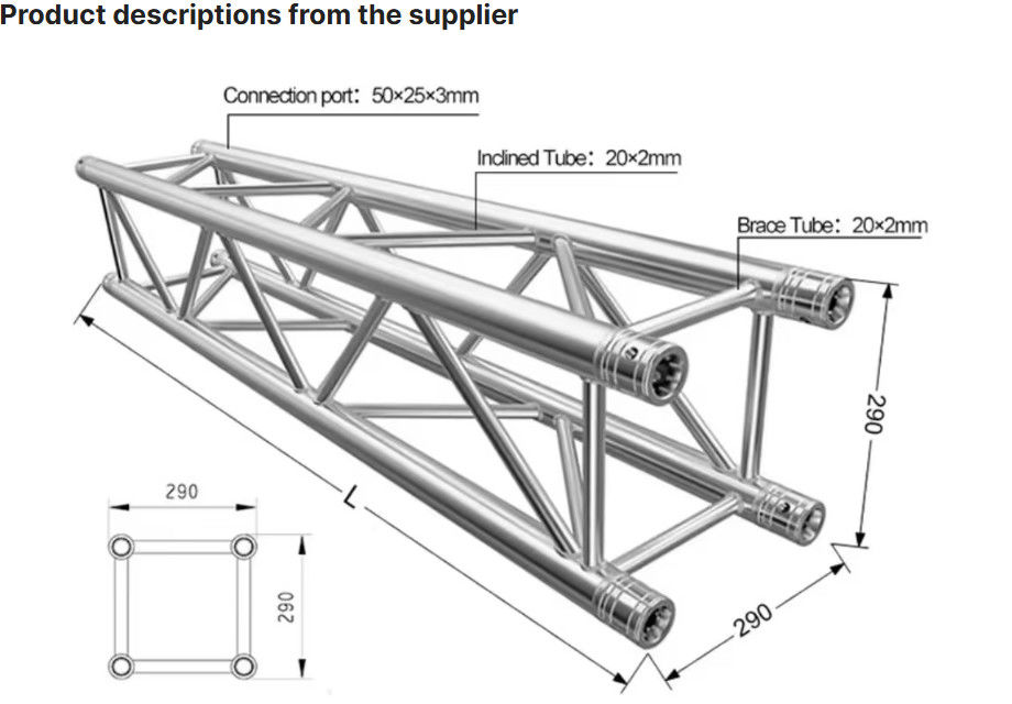 Estructura de truss de aluminio negro y plateado para luces de escenario, armazón de aleación de aluminio de alta resistencia