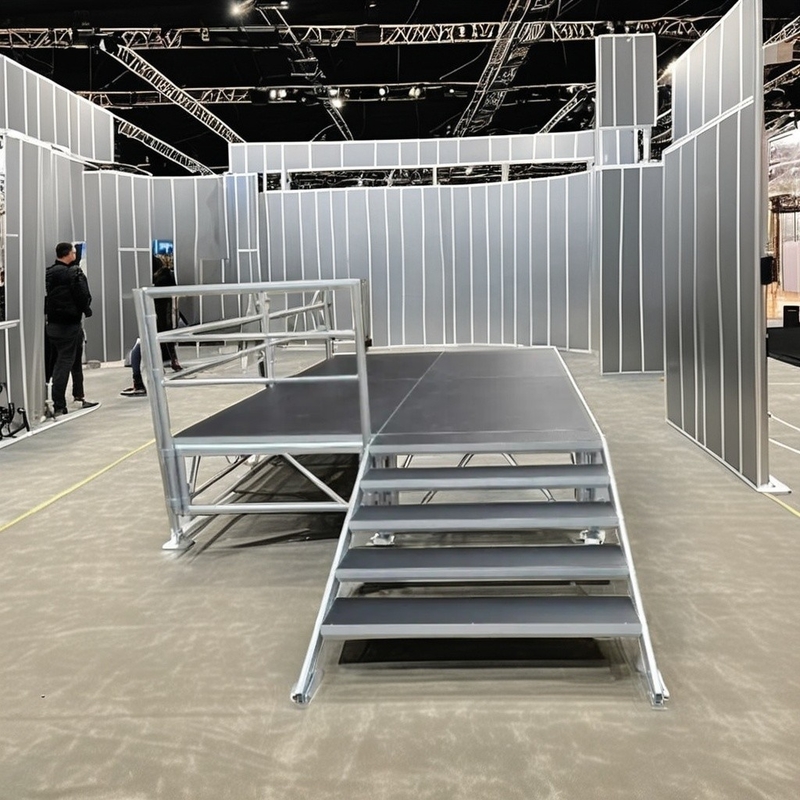 Adjustable Aluminum Folding Stage Platform With Alloy Stair Rise