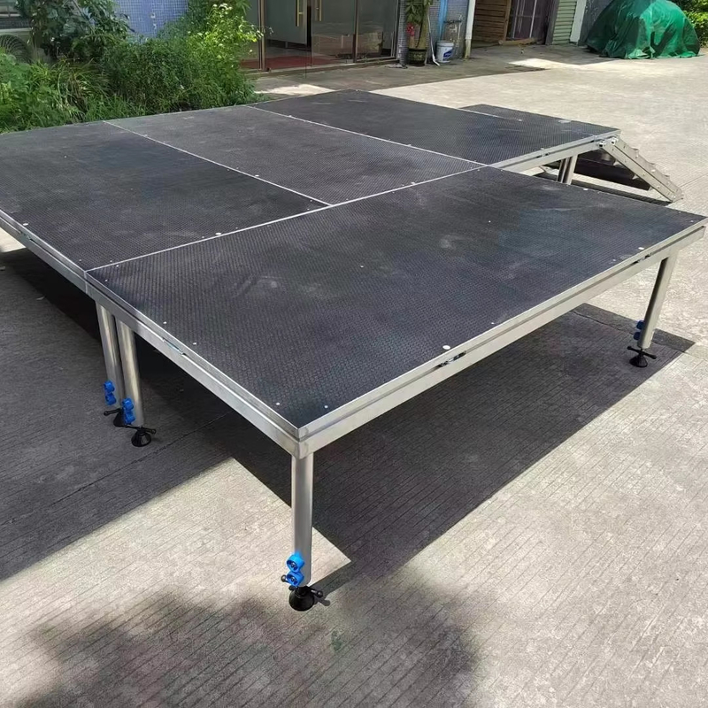 Round / Square Portable DJ Stage Platform Detachable Aluminum Alloy Glass Plywood Material