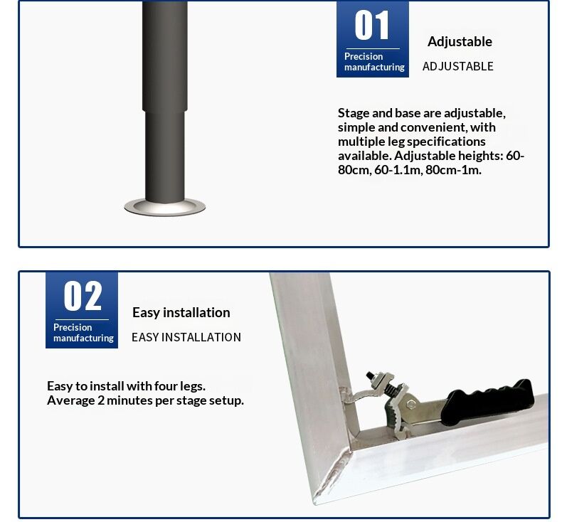 Square Aluminum Alloy Mobile Stage Shelf with Adjustable Height (40-100cm) for Quick Installation