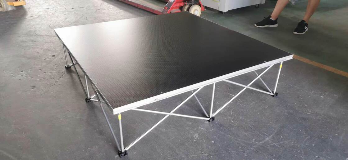 Heavy-duty pop up pull net stage platform with foldable structure, convenient for transport and storage. Ideal for event companies, schools, churches and wedding planners, factory direct price.