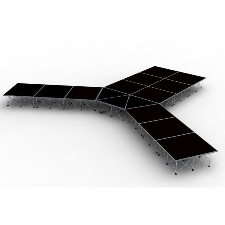 Heavy-duty pop up pull net stage platform with foldable structure, convenient for transport and storage. Ideal for event companies, schools, churches and wedding planners, factory direct price.