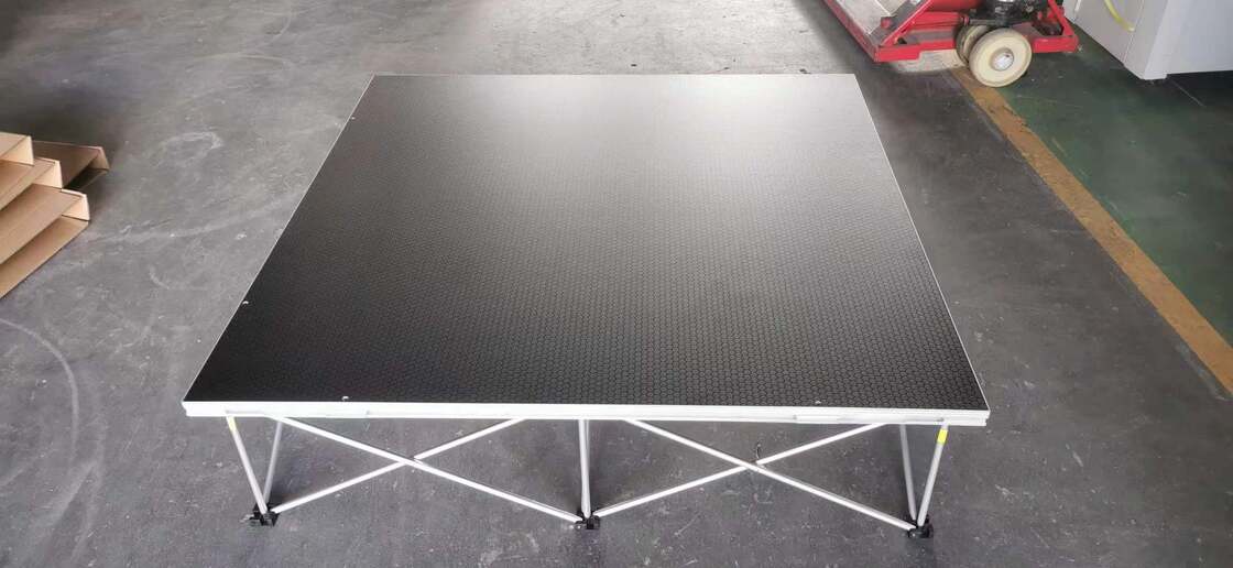 Heavy-duty pop up pull net stage platform with foldable structure, convenient for transport and storage. Ideal for event companies, schools, churches and wedding planners, factory direct price.