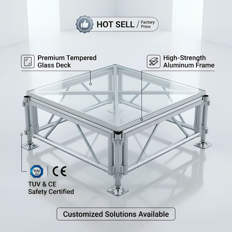 Modular Aluminum Stage Platform with High Load-Bearing Tempered Glass and Lightweight Rigid Structure for Fast Assembly