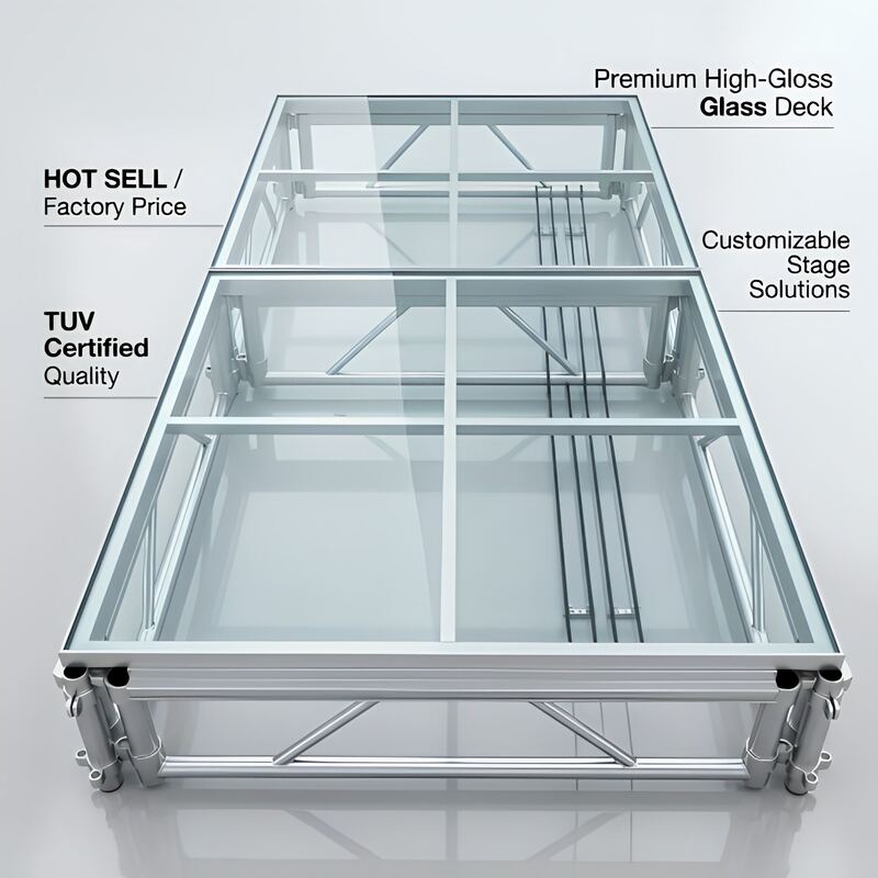 Modular Aluminum Stage Platform with High Load-Bearing Tempered Glass and Lightweight Rigid Structure for Fast Assembly