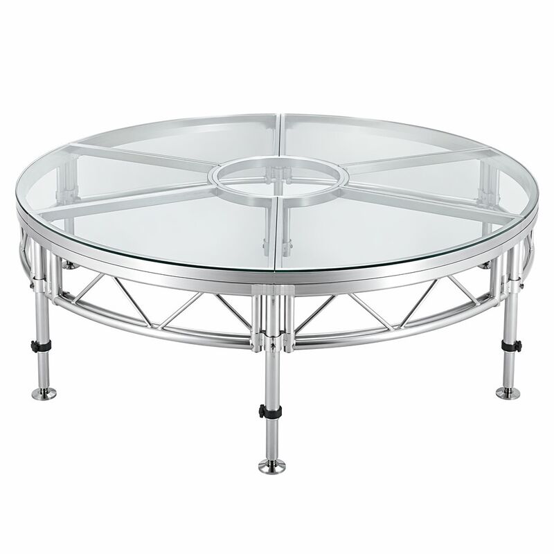 Round Square Glass Top Aluminum DJ Stage Platform Portable Detachable for Events