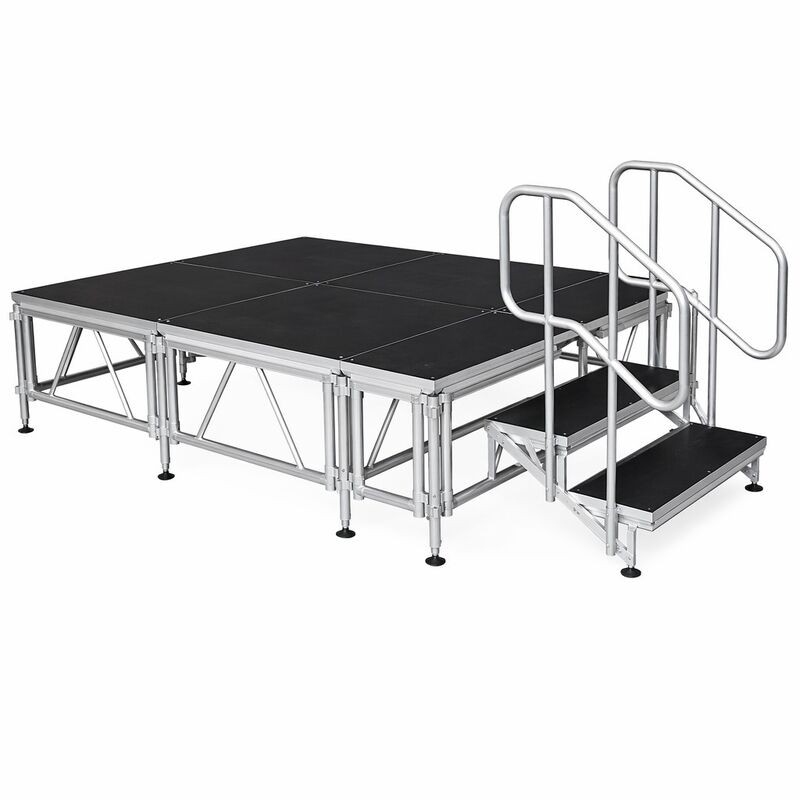 Aluminum Folding Stage Platform Kit with Stairs Adjustable Height Concert Wedding