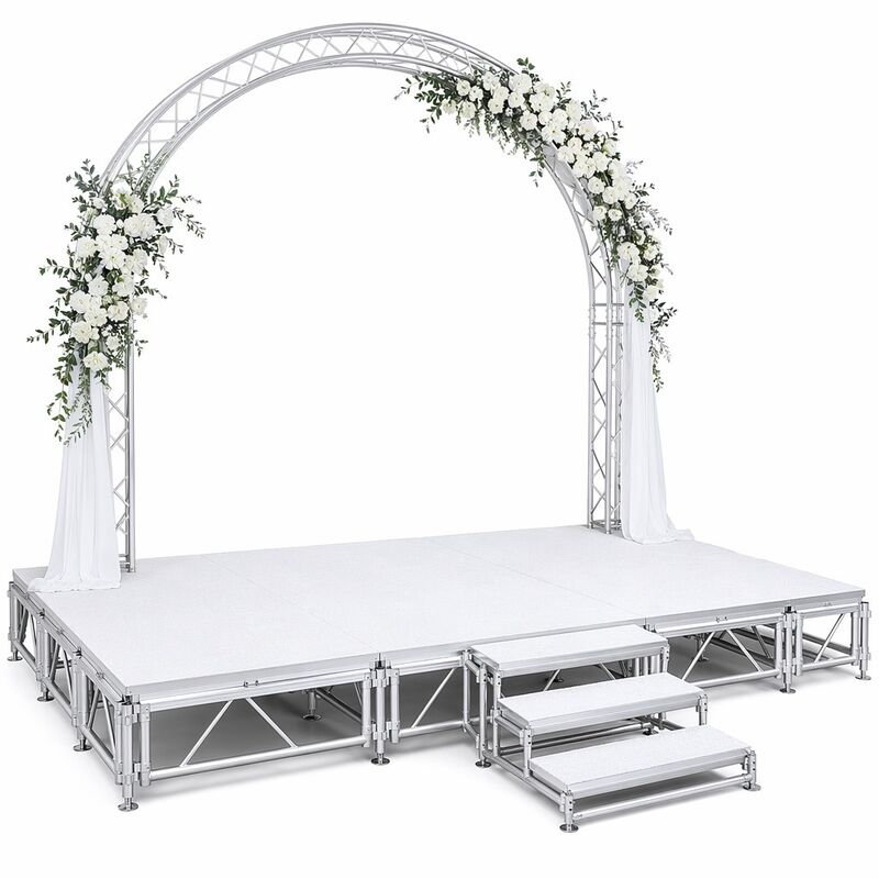 Portable Aluminum Wedding Event Stage System with Arch Truss Backdrop and Platform