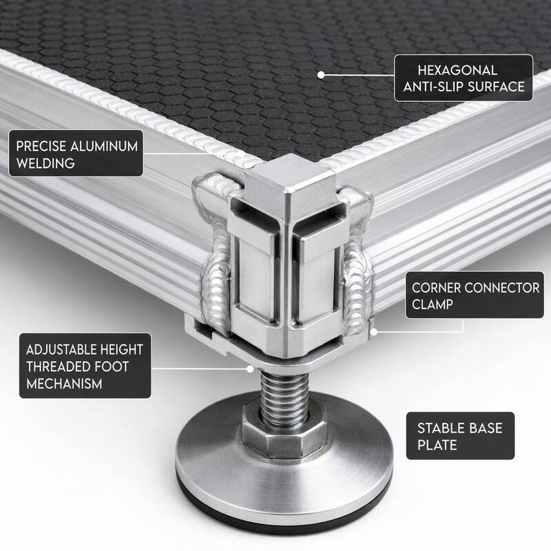 Portable Stage Platform with 6061-T6 Aluminum Alloy, 500kg/m² Load Capacity, and Tool-Free Quick Assembly