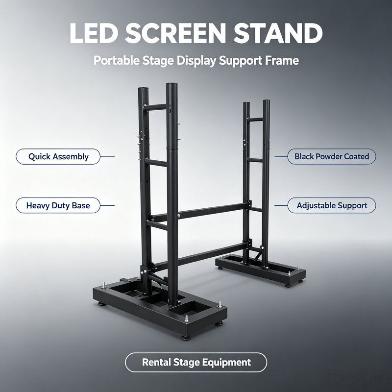 Frame baja berat berdiri layar LED dengan desain perakitan cepat dan akhir berlapis bubuk hitam matte