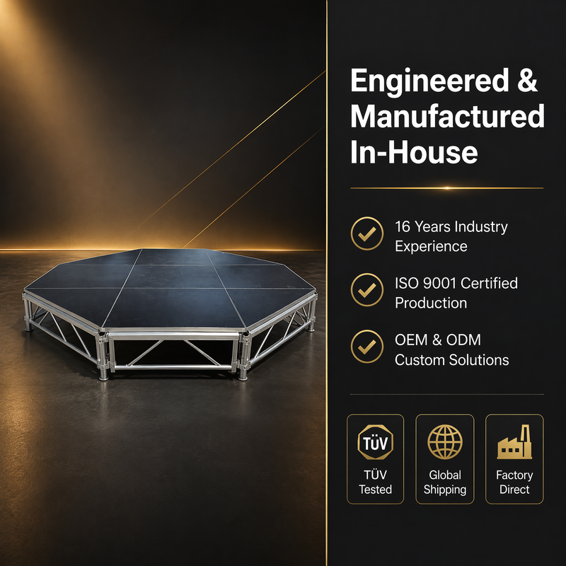 Portable Aluminum Stage Platform with Modular Interlocking Design for Easy Assembly at Events