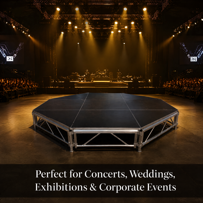 Portable Aluminum Stage Platform with Modular Interlocking Design for Easy Assembly at Events