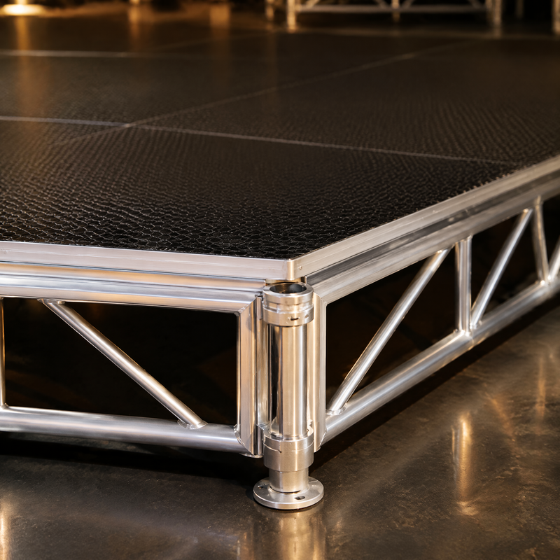 Portable Aluminum Stage Platform with Modular Interlocking Design for Easy Assembly at Events