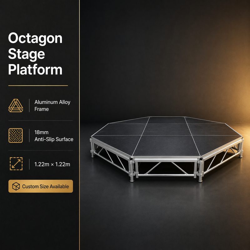 Portable Aluminum Stage Platform with Modular Interlocking Design for Easy Assembly at Events