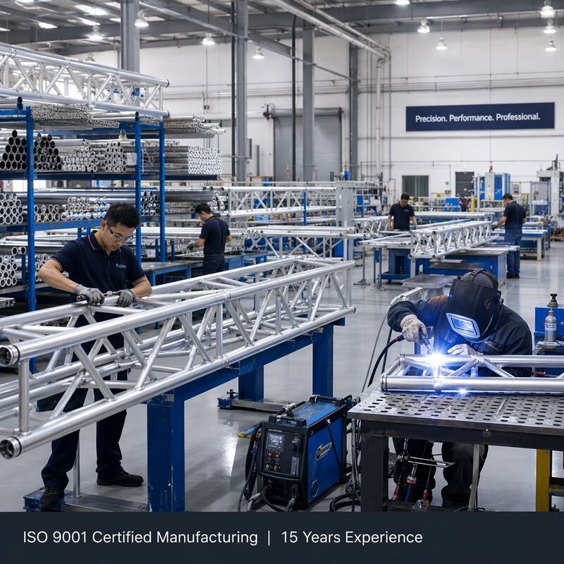 Sistema di tralicci con spigot in alluminio EN AW-6082 T6 da 400x400mm con certificazione TUV per illuminazione di palcoscenico