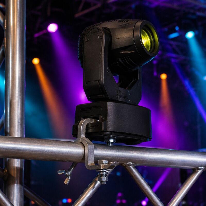 Morsetto per illuminazione a semigiunto in alluminio per tralicci da 30-50 mm con capacità di carico di 25 kg e farfalla a sgancio rapido
