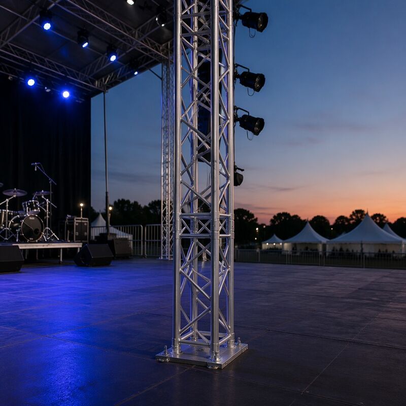 6082-T6 Aluminium Truss Mobile Base Frame dengan X-Brace Welded Design dan 8-Spigot Connection untuk Stage Concert Rigging