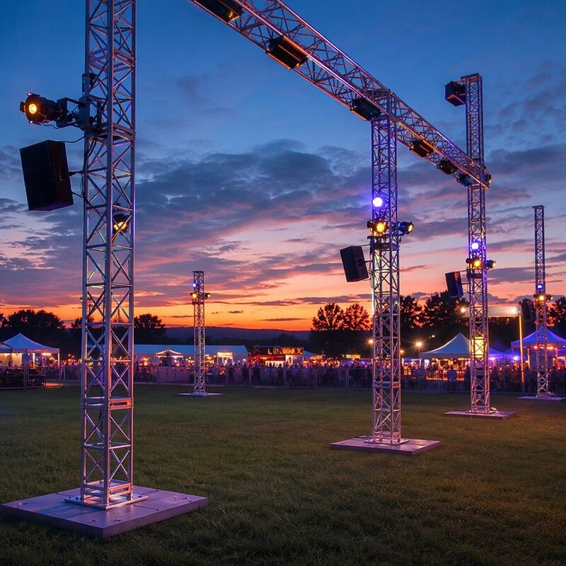 6082-T6 Aluminium Truss Mobile Base Frame dengan X-Brace Welded Design dan 8-Spigot Connection untuk Stage Concert Rigging