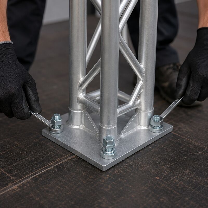 6082-T6 Aluminium Truss Mobile Base Frame dengan X-Brace Welded Design dan 8-Spigot Connection untuk Stage Concert Rigging