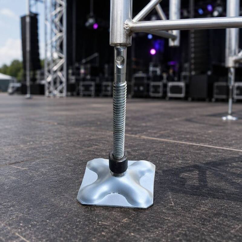 Gato de tornillo ajustable de acero Q235 con placa base galvanizada reforzada en X para sistemas de truss