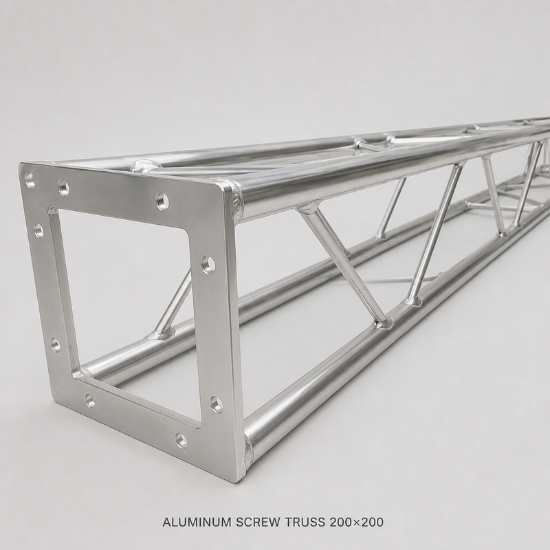 200x200mm 6061-T6 Aluminum Stage Truss with 8-Bolt Connection for Portable Screw Truss System