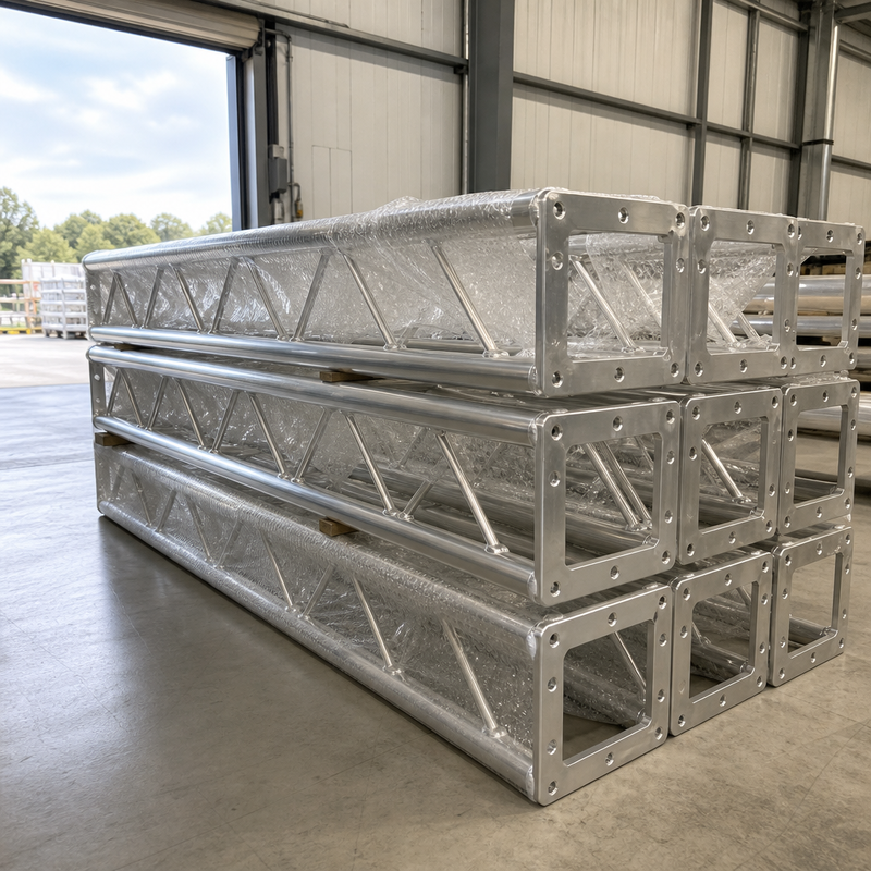 200x200mm 6061-T6 Aluminum Stage Truss with 8-Bolt Connection for Portable Screw Truss System